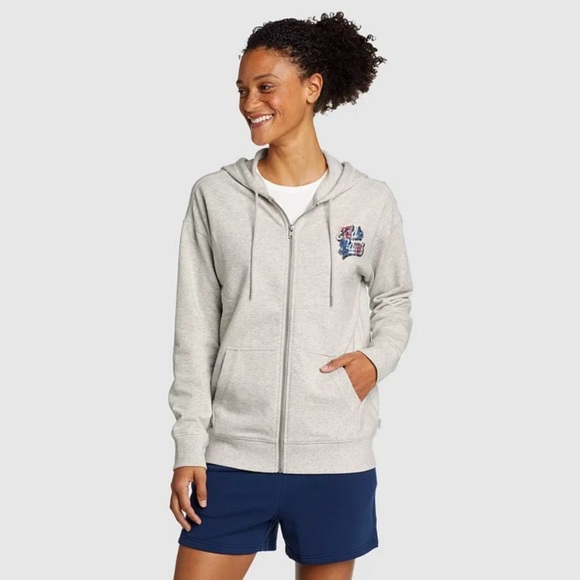Eddie Bauer EB Retro Logo Graphic Full-Zip Hoodie Sweatshirt Gray Size XL - Picture 11 of 12